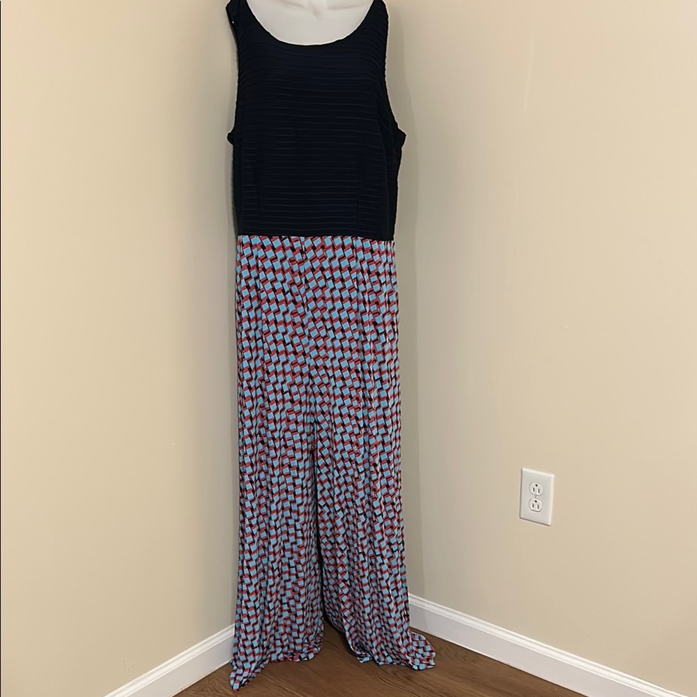 Julian Taylor Black and Red Geometric Jumpsuit